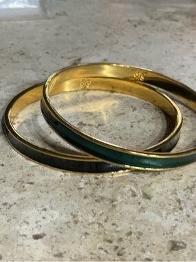 Weekenders Gold-Tone Enamel Bangle Set - Black & Green